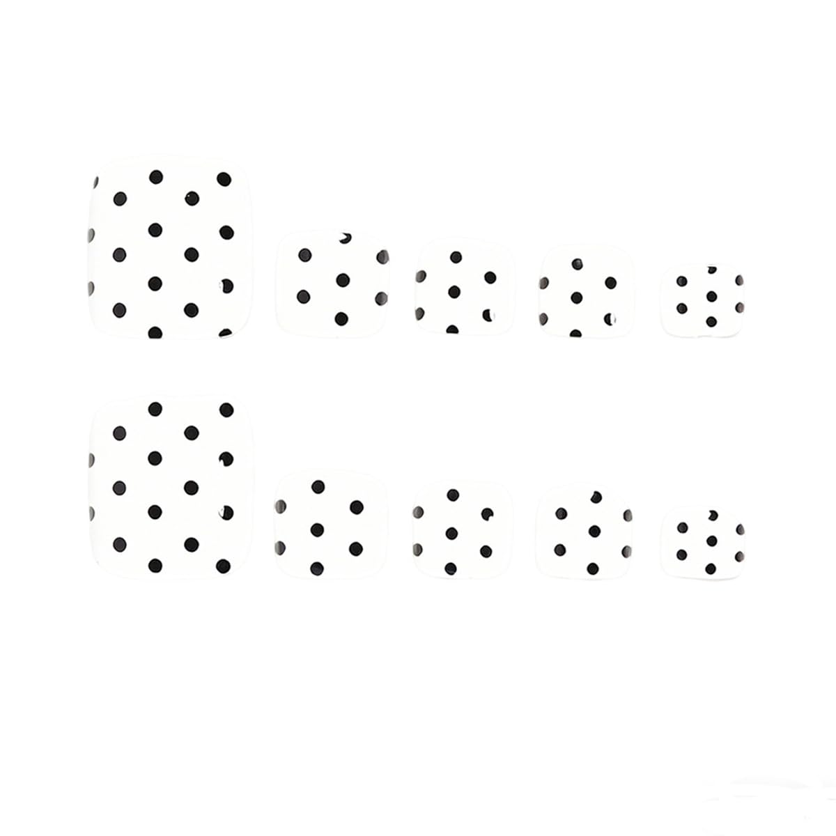 48Pcs White French Tip Press on Nails Medium Almond & Press on Toenails Set - Fake Nails Press ons Nail Art Tips Cute Glue on Nails Full Cover Fake Toe Nail Black Polka Dots Design Acrylic Nail Kit