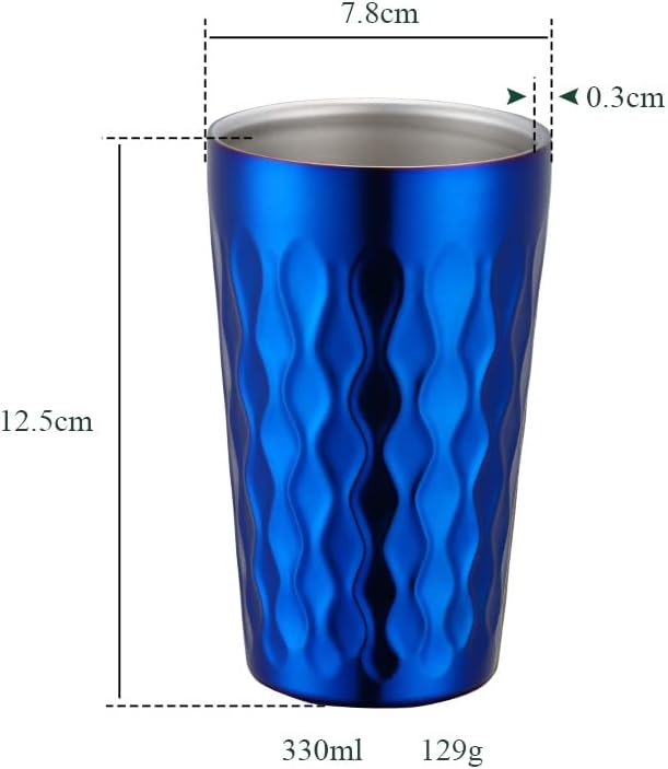 10oz Stainless Steel Cup Set, 6Pcs Double Wall Metal Cup，Vacuum Stackable Insulated Portable Drinking Tumblers Unbreakable Glasses，for Home Outdoor Restaurant (Blue)