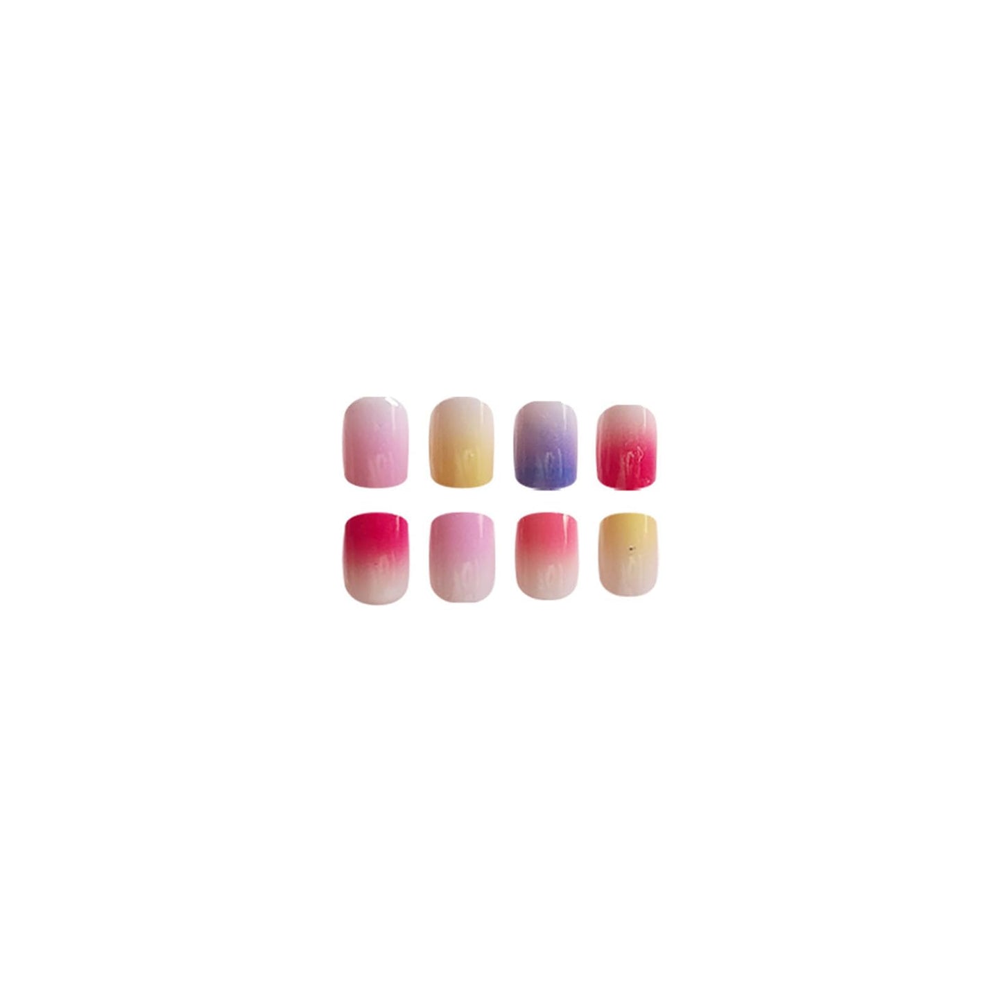24Pcs Short Press on Nails RTKHFZE Square Fake Nails with Color Gradient Designs Artificial Nails Glossy False Nails Stick on Nail for Women and Girls