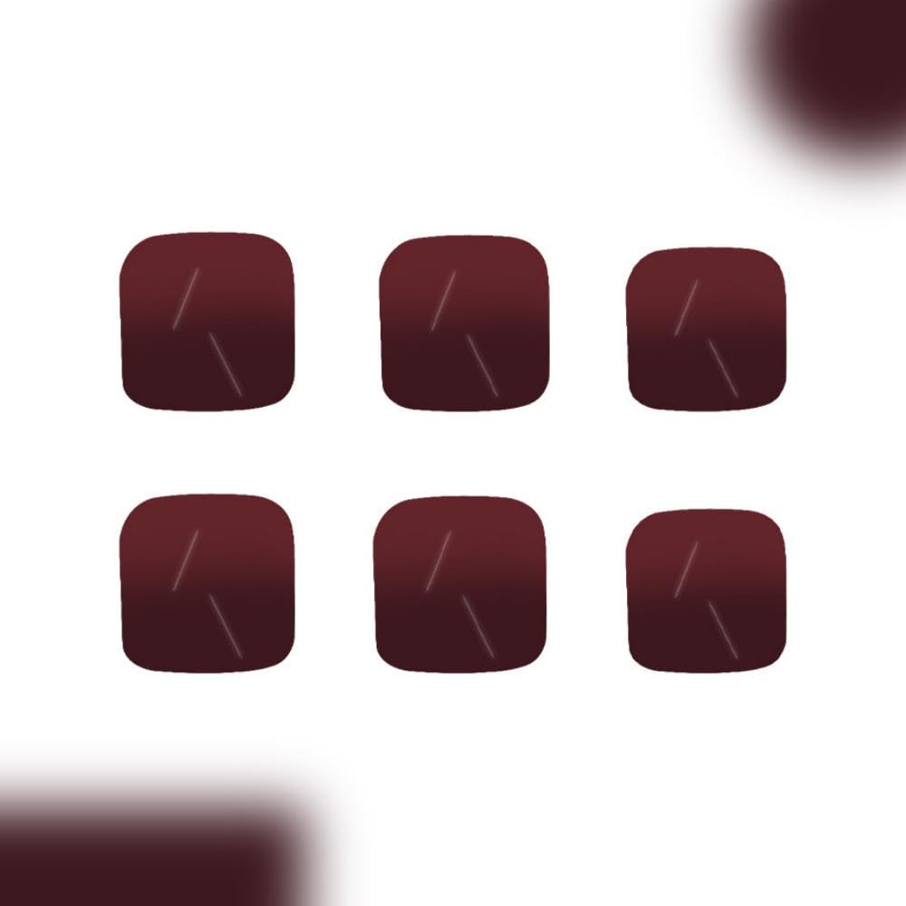Dark Red Press on Toenails Short Square False Toenails with Designs Glossy Wine Red Fake Toe Nails Spring Glue on Toenail Cute Reusable Summer Stick on Toe Nails for Women Girls Manicure 24Pcs