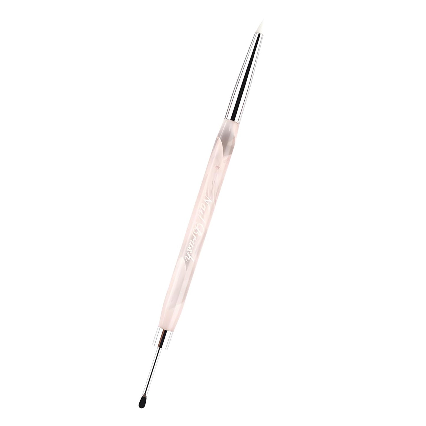 Double Nail Art Sculpture Pen: Silicone & Metal Dual Tipped Nail Brushes Silicone Nail Art Tools for Design Nail Foil Carving Drawing Shaping Effect Nail Art Pens for Home and DIY (Pink)