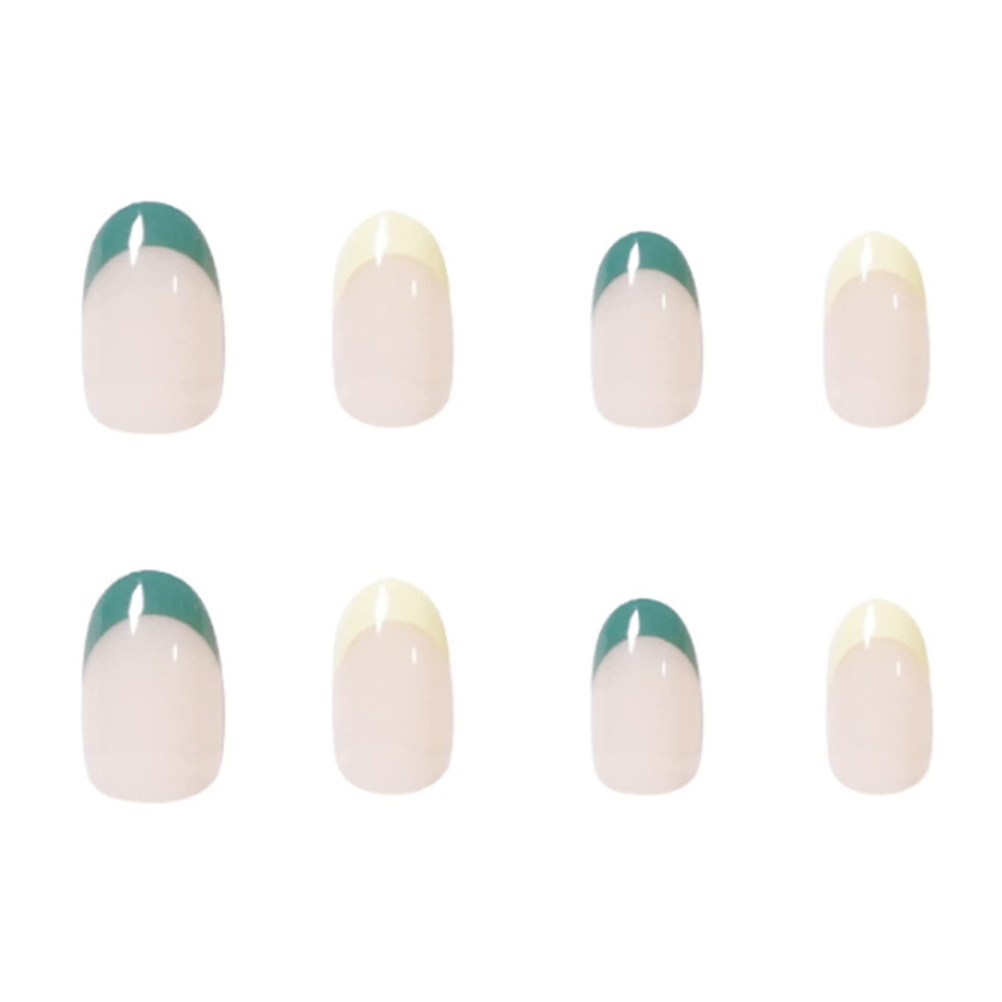 Kamize Medium Press on Nails Almond Fake Press Nails Full Cover French False Nails for Women and Girls24PCS (Style1)