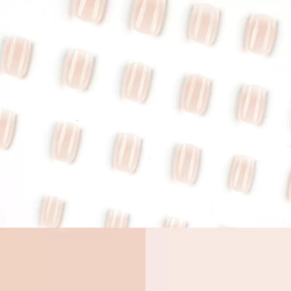 CTTHNBD Short Press on Nails Square - Ombre Fake Nails with Glossy Design - Nude False Nails Press ons - for Women Manicure 24 Pcs