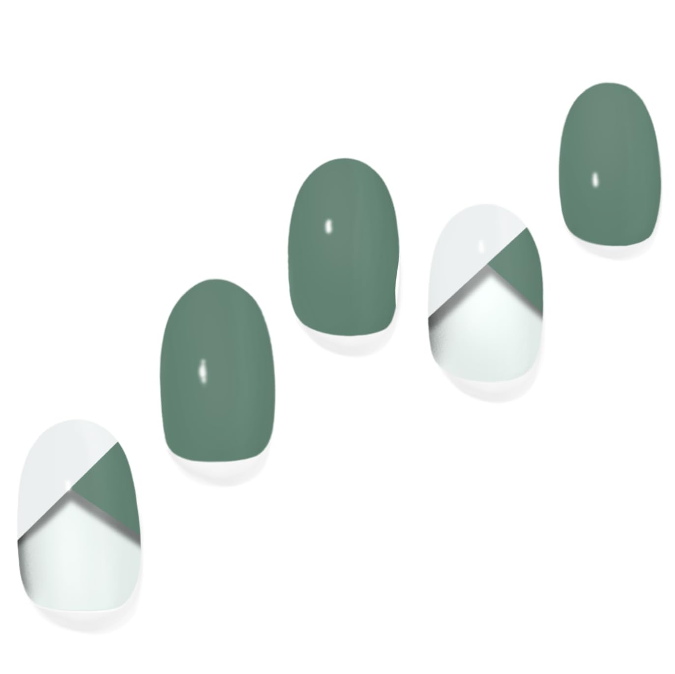 Adora Couture Semi-Cured Gel Nail Strips - 30 Salon-Quality Stickers with UV Light Required, Long Lasting, Easy Application & Removal, Includes Prep Pads, Nail File, Wooden Stick (Green French)