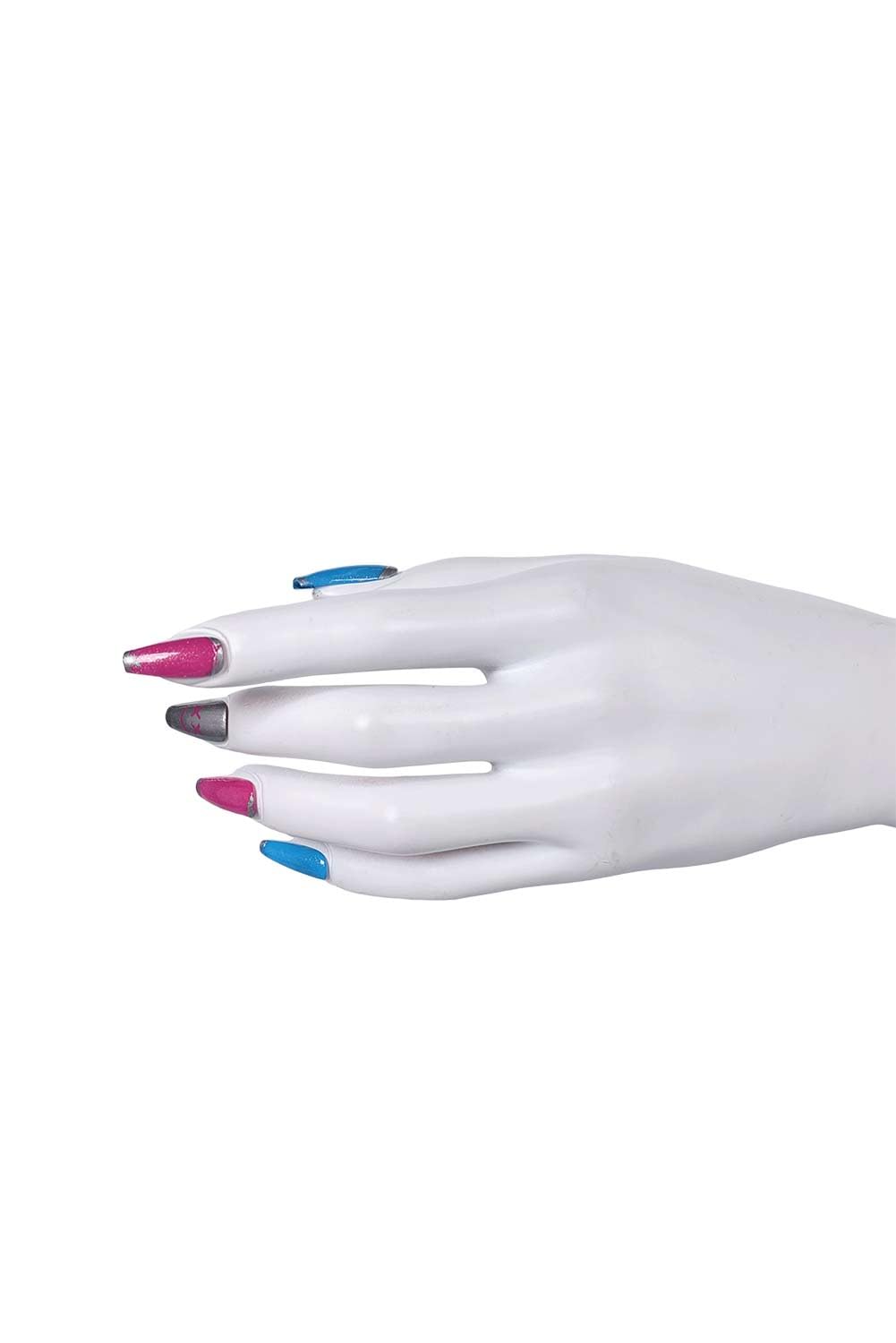 Jinx Cosplay Nails Jinx Press On Nails Long Accessories Costume Cosplay Colorful Fake Nail with Nail Glue