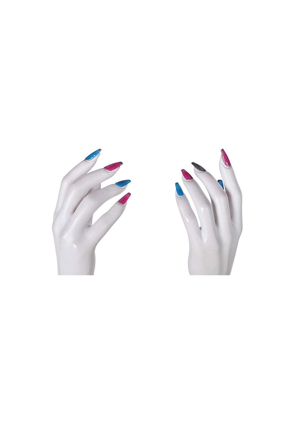 Jinx Cosplay Nails Jinx Press On Nails Long Accessories Costume Cosplay Colorful Fake Nail with Nail Glue