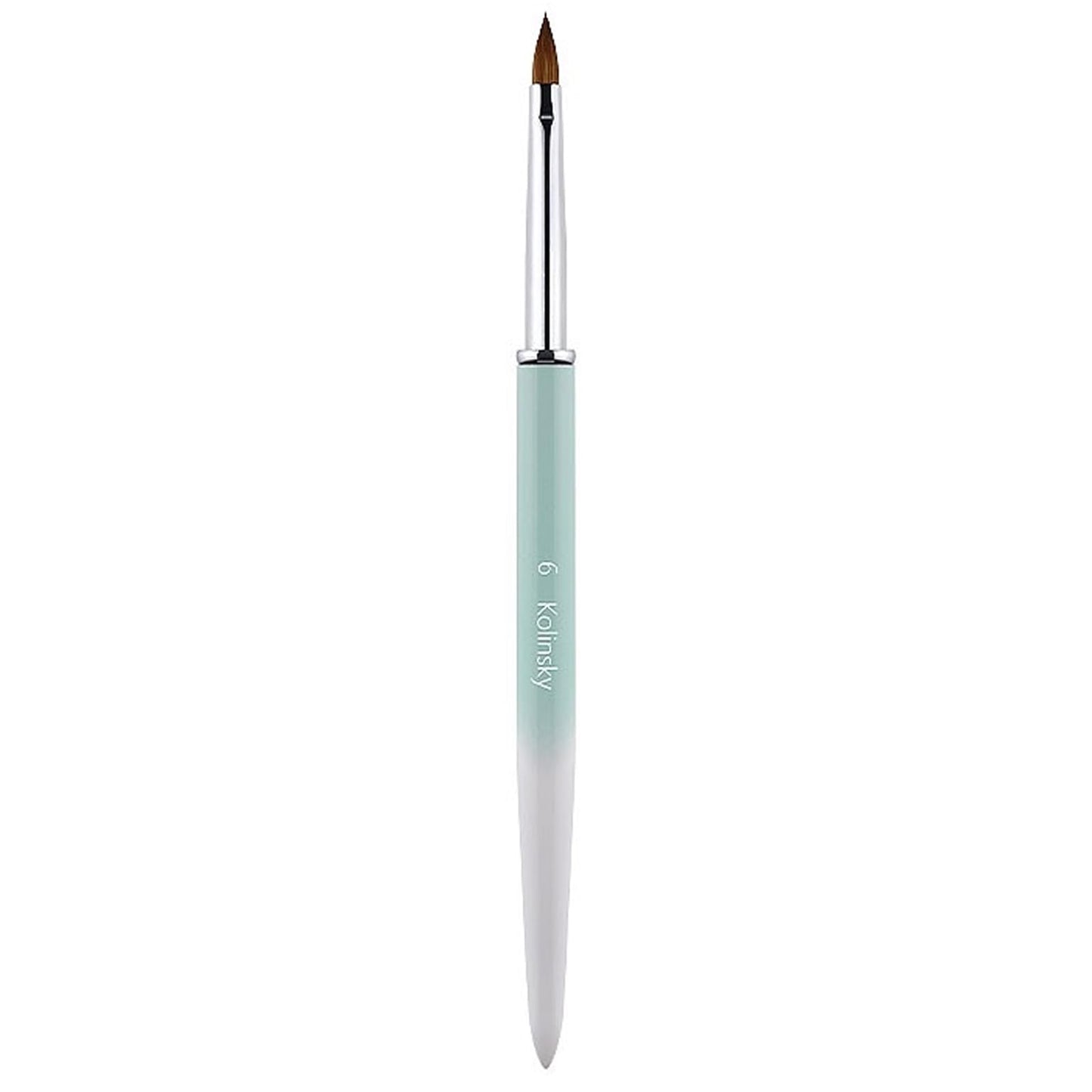 100% Pure Kolinsky Acrylic Nail Brush Size 6, Hair Acrylic Crystal Ombre White Green with Silver Ferrule Round Shaped for Women Girls Manicure Tools Accessories
