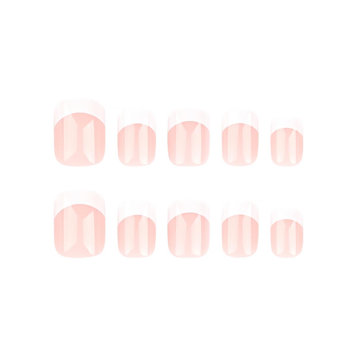 White French Tip Press on Nails Short Square Fake Nails Nude Pink Glossy Design Cute False Nails Stick on Nails Full Cover Acrylic False Nails for Women Girls DIY Manicure Decoration 24pcs