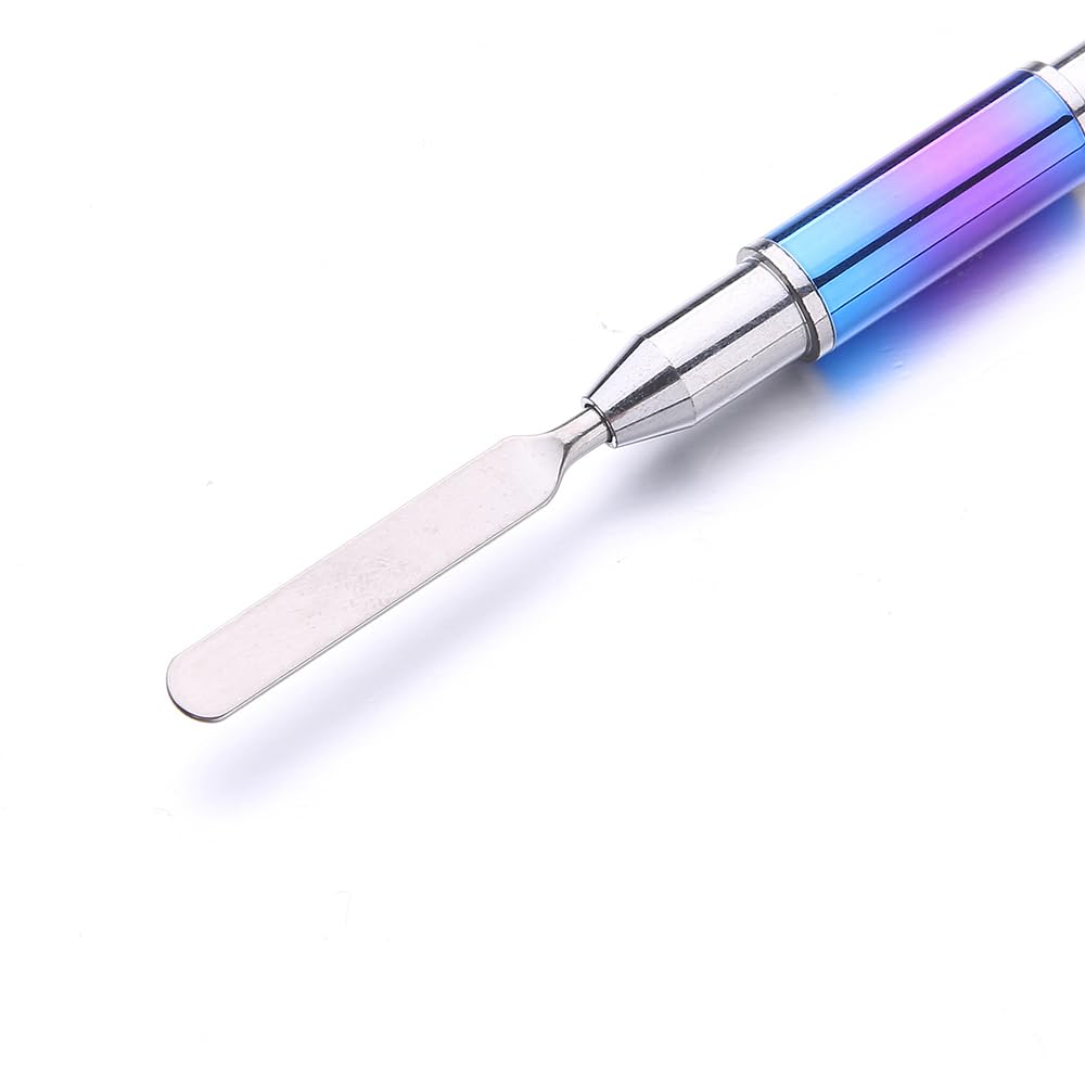 2Pcs Dual-Ended Gel Nail Brush & Nail Spatula, Colorful 2-in-1 Polygel Nail Brush, Professional Gel Nail Brushes for Acrylic & Builder Gel, Nail Art Brushes Manicure Tools for Gel Polish Nail Design