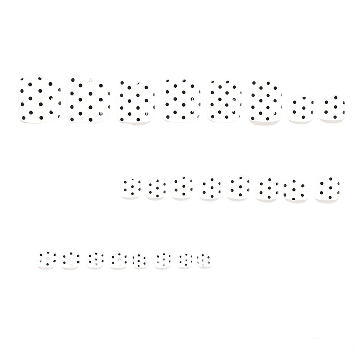 48Pcs White French Tip Press on Nails Medium Almond & Press on Toenails Set - Fake Nails Press ons Nail Art Tips Cute Glue on Nails Full Cover Fake Toe Nail Black Polka Dots Design Acrylic Nail Kit