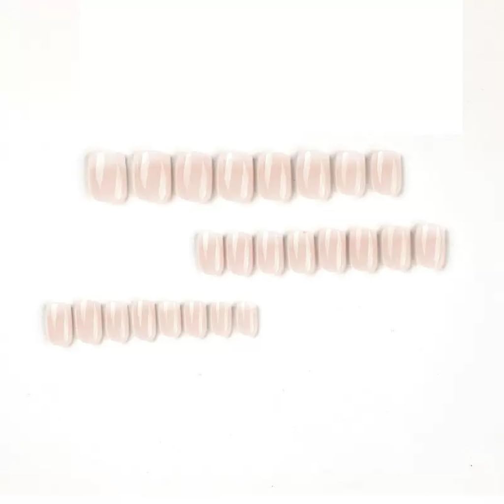 CTTHNBD Short Press on Nails Square - Ombre Fake Nails with Glossy Design - Nude False Nails Press ons - for Women Manicure 24 Pcs