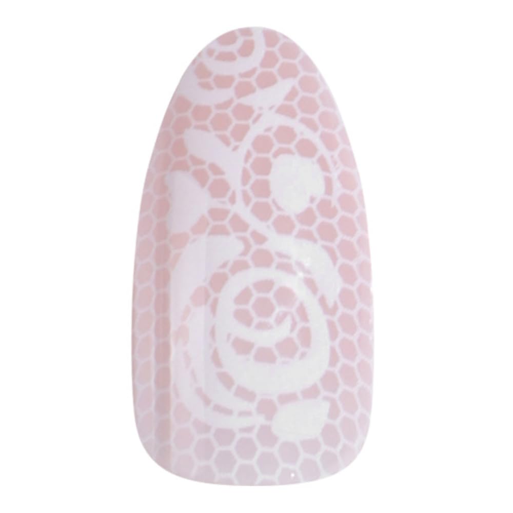 PaintLab Press On Nails - Beige Lace Almond Fake Nails, 30 Nails in 15 Sizes with Glue, Reusable Salon Quality Press On Nails
