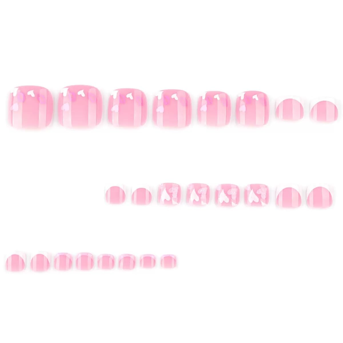 CTTHNBD Press on Toenails - White French Tip Fake Nails with Heart Lips Design - Short Square Press on Toe Nails - for Women 24 Pcs