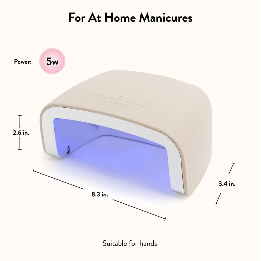 Nails Inc GelLED Portable LED Lamp, Cures in 30 Seconds, Nail Dryer for DIY Gel Nails, Easy Flash Cure Lamp, Automatic Sensor, Plug in USB Nail Light for Beginners, 5W, 1 Count