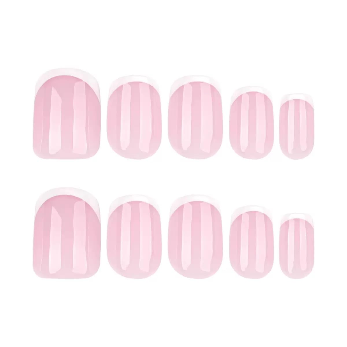 CTTHNBD Press on Nails Short - Square Fake Nails - White French Tip False Nails Press ons - for Women 24 Pcs