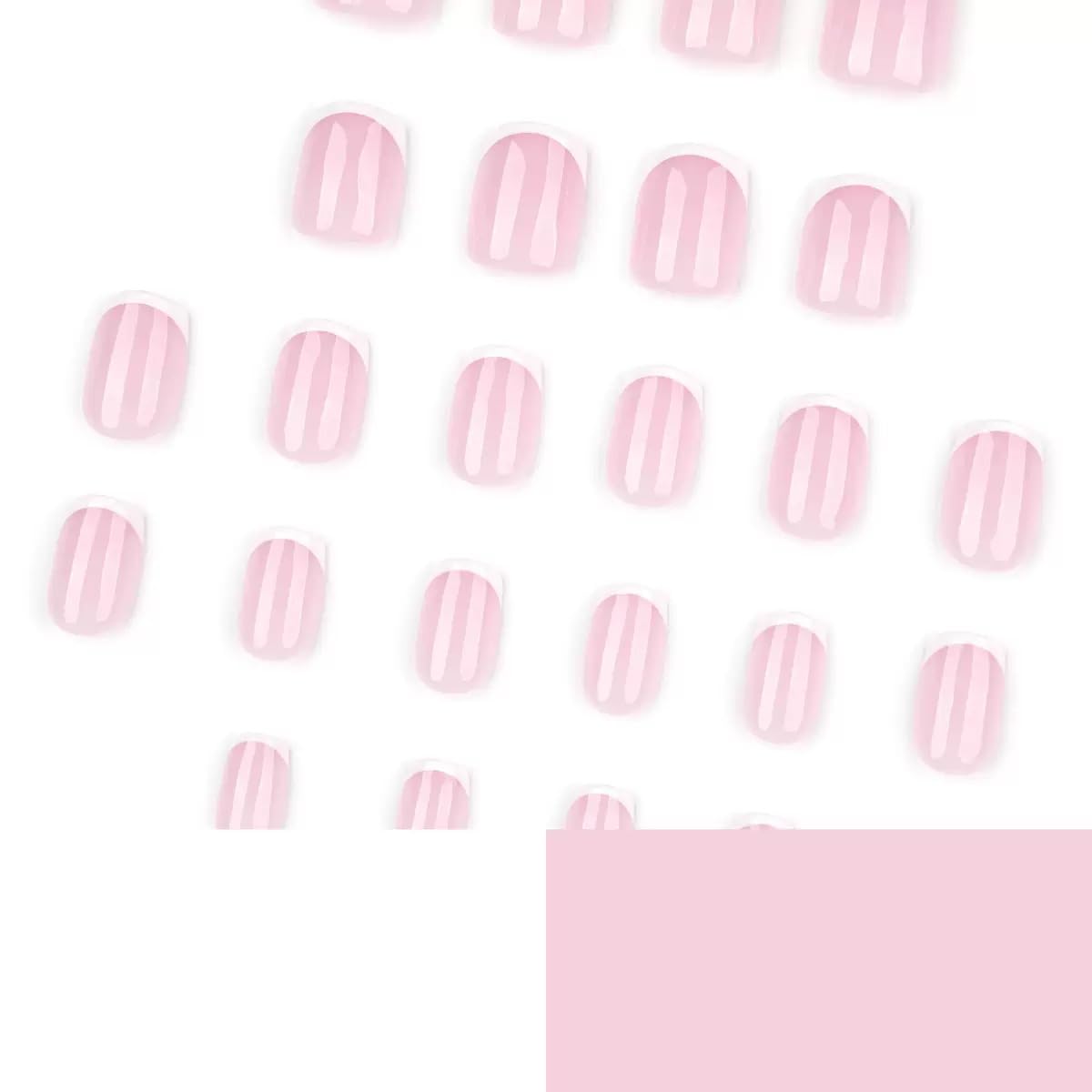 CTTHNBD Press on Nails Short - Square Fake Nails - White French Tip False Nails Press ons - for Women 24 Pcs