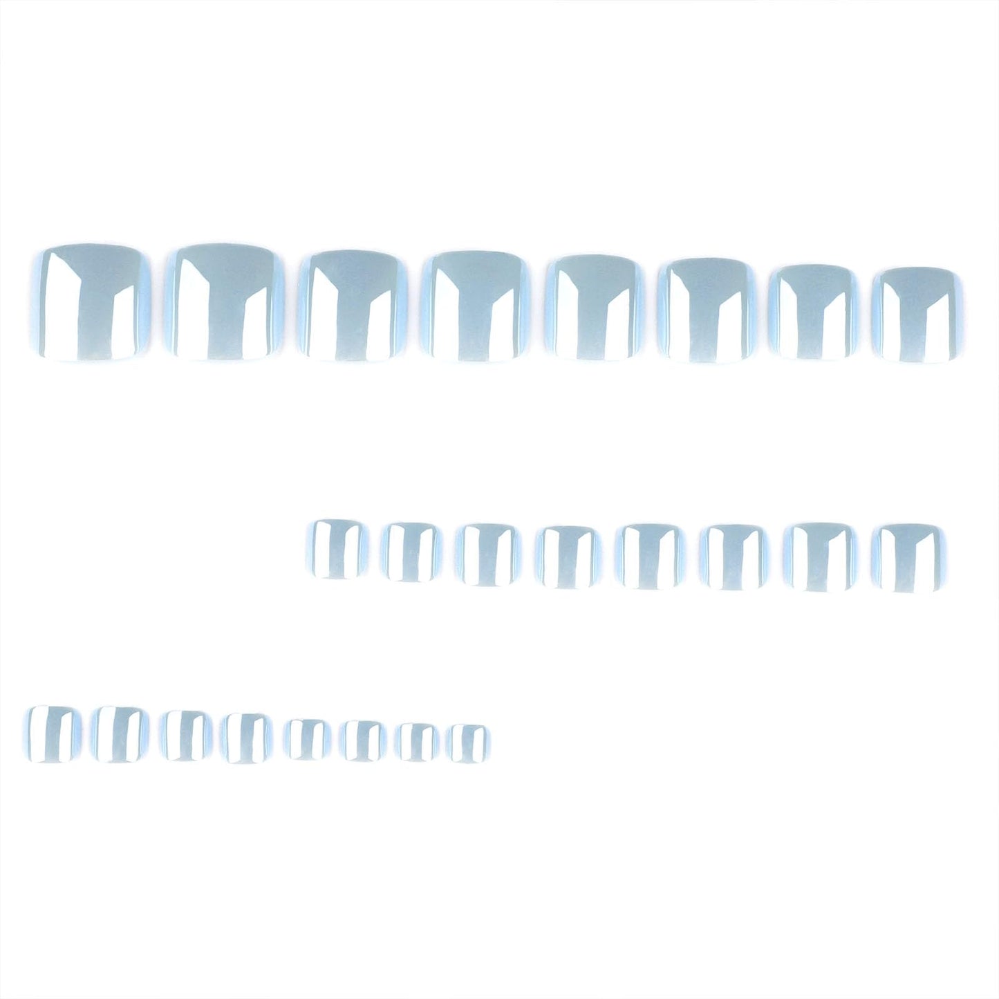 Solid Color Press on Toenails Blue Fake Toe nails with Cat Eyes Design Glossy Short Square Toe nails Press ons Acrylic Stick on Toenails for Women 24Pcs
