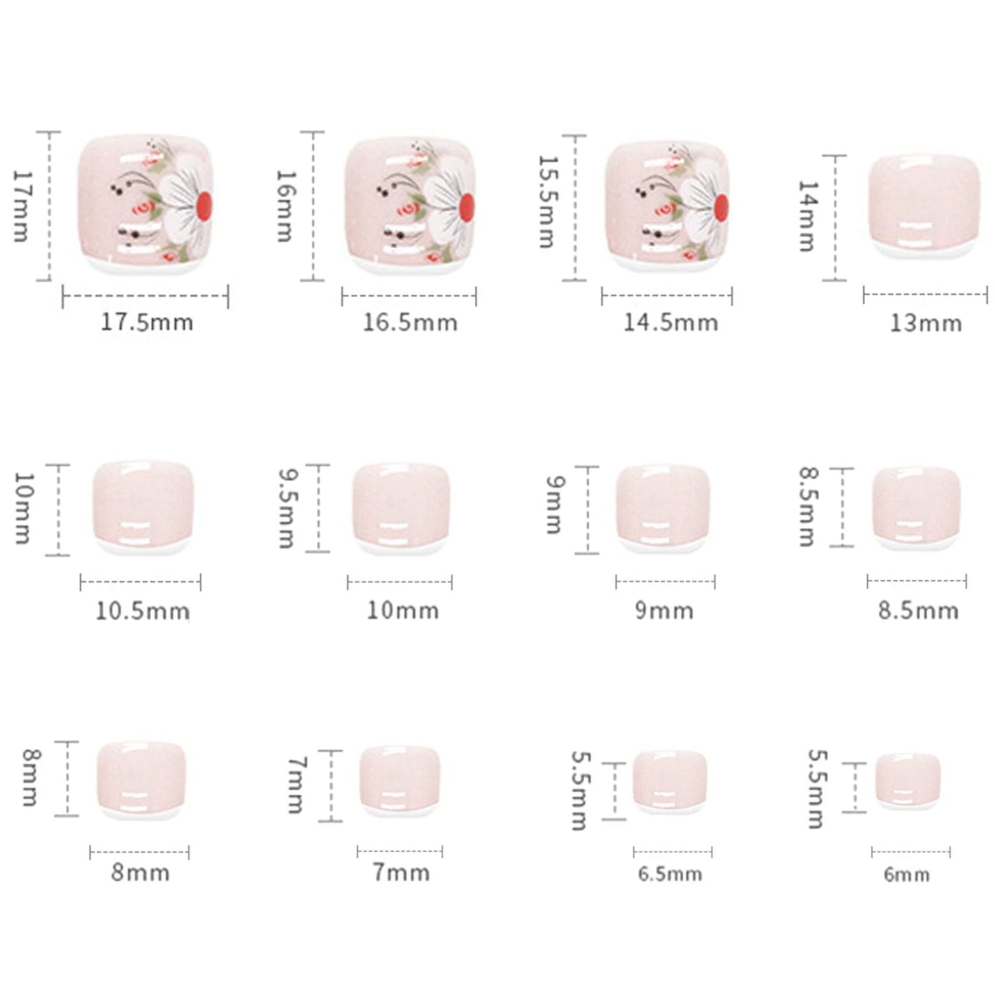Artificial Acrylic Fake Nails for Toe, Full Cover Reusable False Toenails with Designs, Stick on Toenails for Women, Toe Press on Nails with Designs, Peel and Stick Nail Polish Designs for Toe
