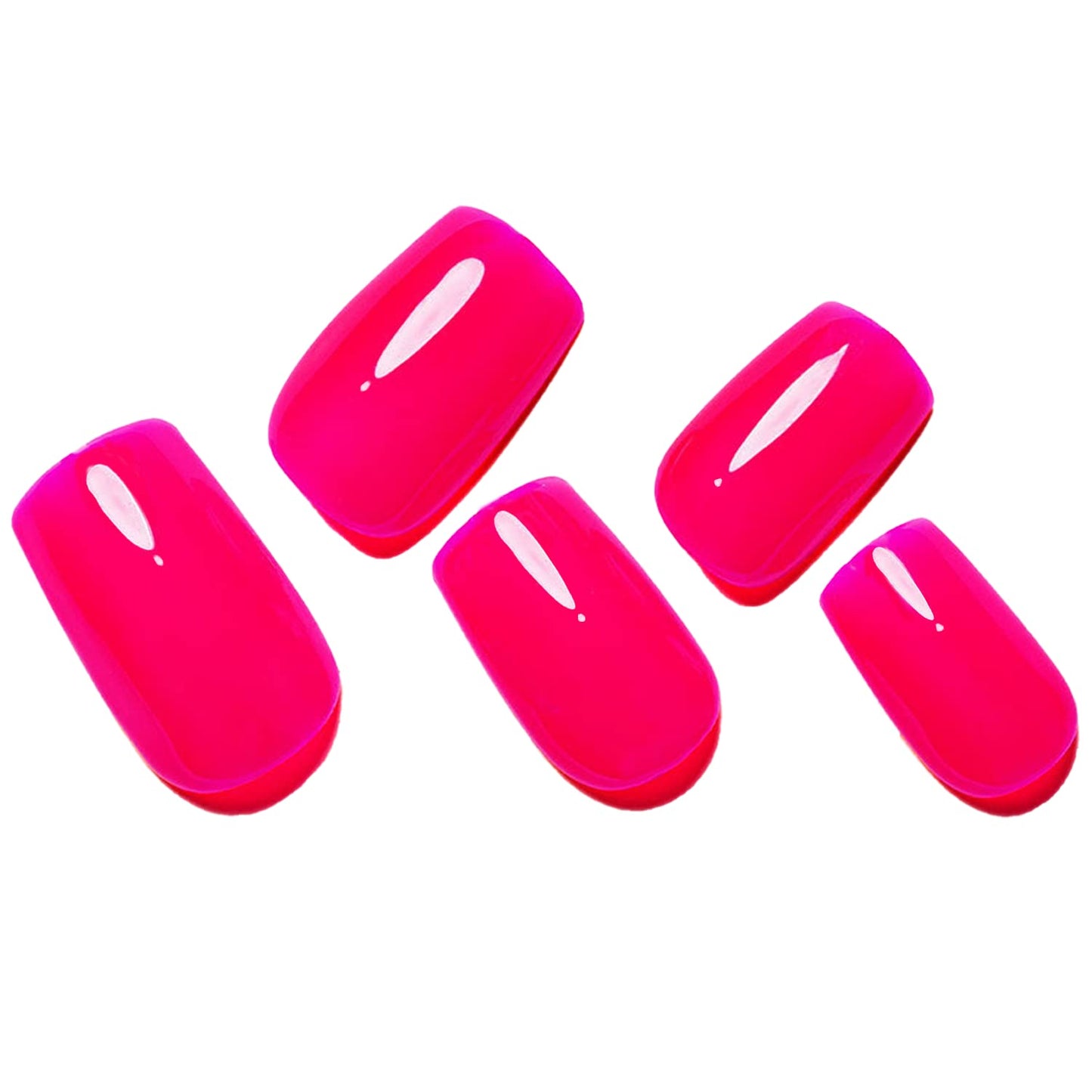 GLAMERMAID Gel Nail Polish Press on Nails Short, Handmade Hot Pink Fake Nails Medium Square, Handmade Burgundy Short Almond Fake Nails Coffin with Star Glitter Design, Reusable Acrylic False Nail
