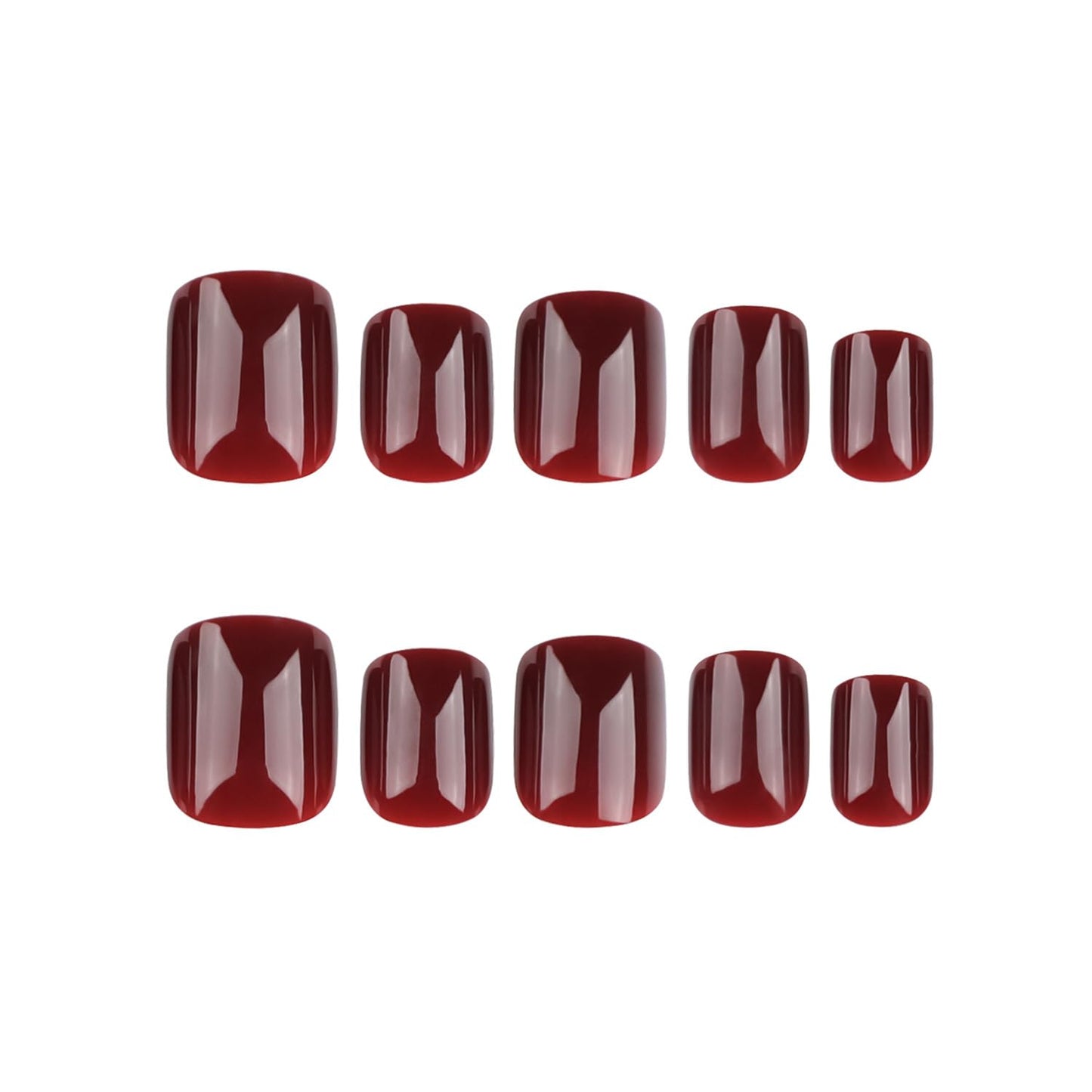 Taoyisent Burgundy Wine Red Short Press On Nails, Glossy Deep Red Fake Nails, Natural Square Shape Nail Tips, Reusable Press On False Nails for Women, Salon Quality Elegant Classic Style, 24PCS