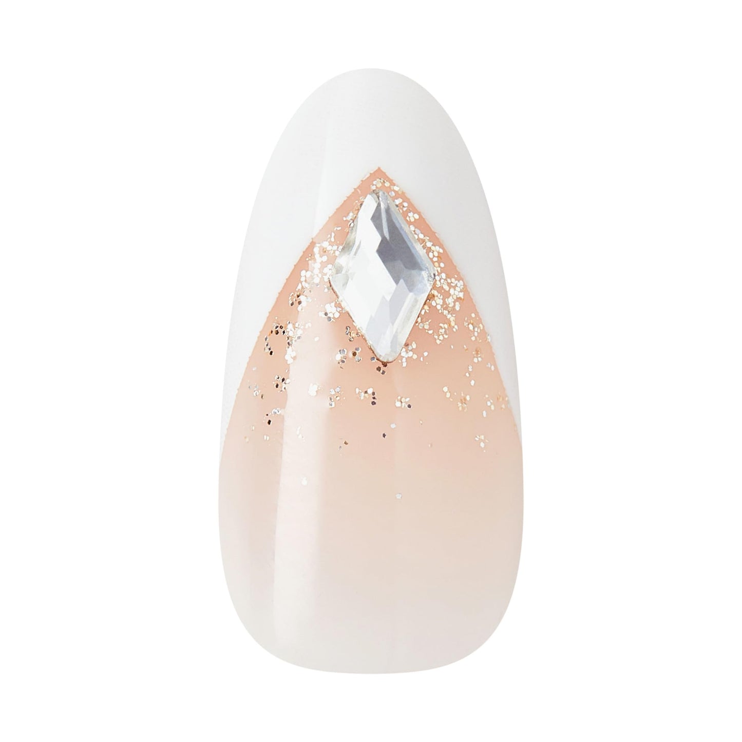 Kiss Glam, Press On Nails, Nail glue included, 'Applause', White, Medium Size, Almond Shape, Includes 32 Nails, 2g Glue, 1 Manicure Stick, 1 Mini File