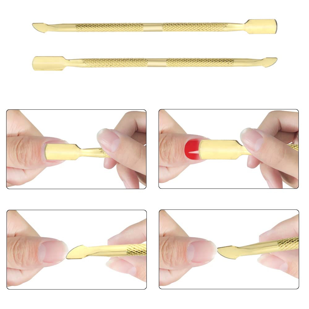 XINMEIWEN 8Pieces Cuticle Trimmer Cuticle Nipper Cuticle Remover Cuticle Cutter with Cuticle Pusher Stainless Steel Cuticle Cutter Clipper Nail Tools for Fingernails and Toenails (Gold)
