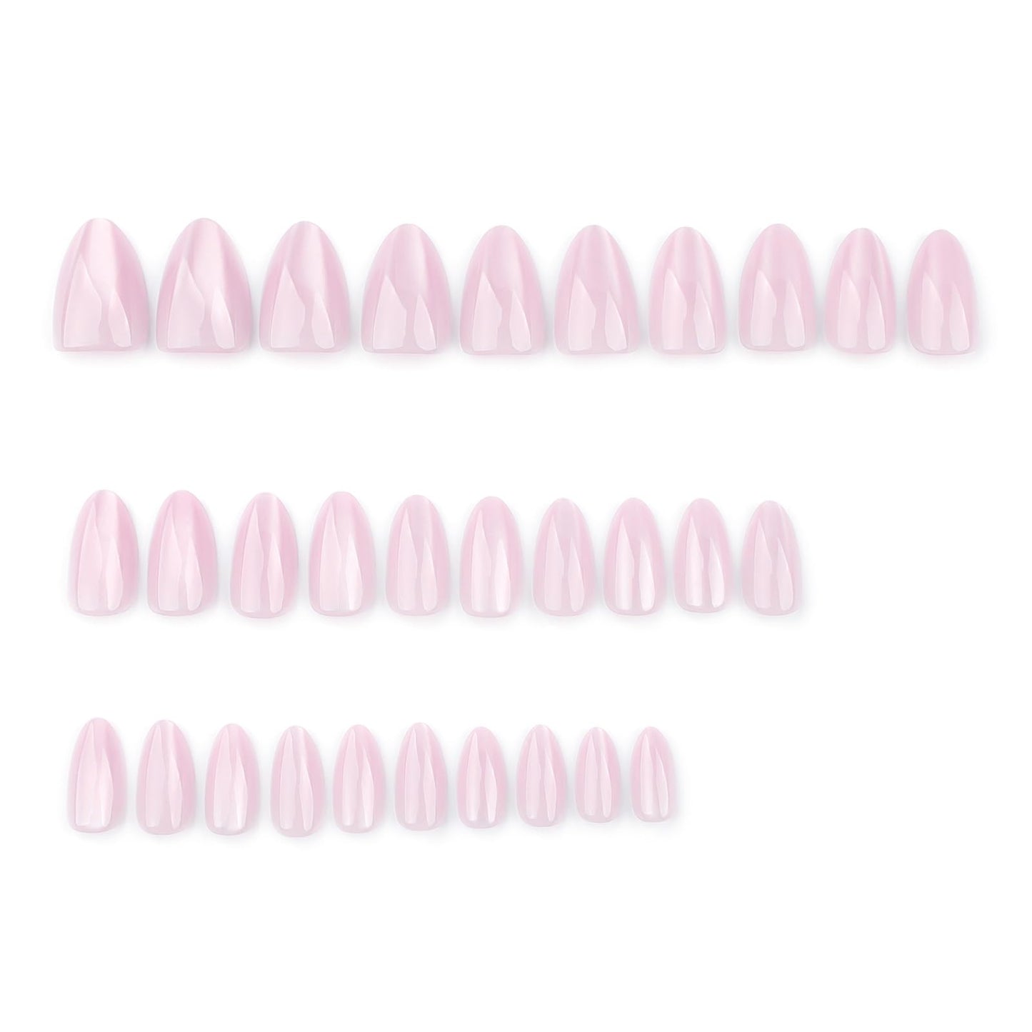 HOSAILY Baby Pink Cat Eye Press On Nails Short Almond, 24Pcs Glitter Nude Soft Pink Thick Cute Acrylic Nails Press Ons, Reusable Glossy Durable Sturdy Gel Fake Nails Full Cover Glue on Nails for Women