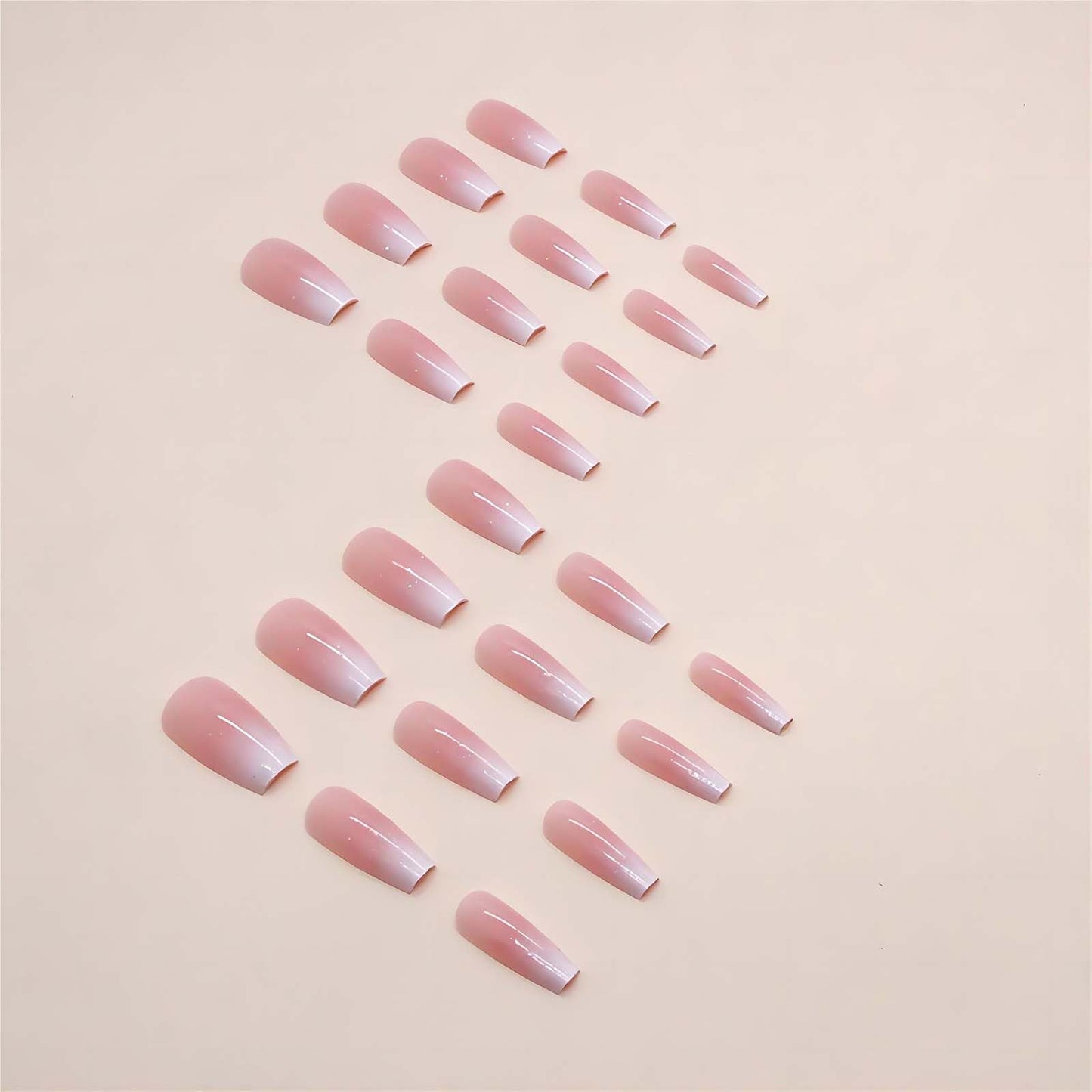 RUOKEXIN Pink Press On Nails Medium Coffin Fake Nails Glossy Acrylic False Nails with Glitter Designs Ombre Pink Full Cover Press Ons Fall Winter Holiday Stick on Nails for Women 24Pcs