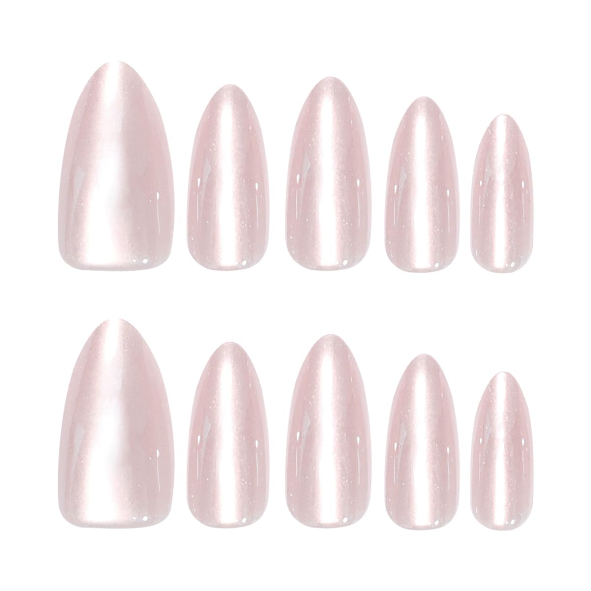 Long Press on Nails Almond Fake Nails Glass Nails Press ons with Design,Reusable Artificial Nail Full Cover Glue on Nails for Women Manicure 24Pcs