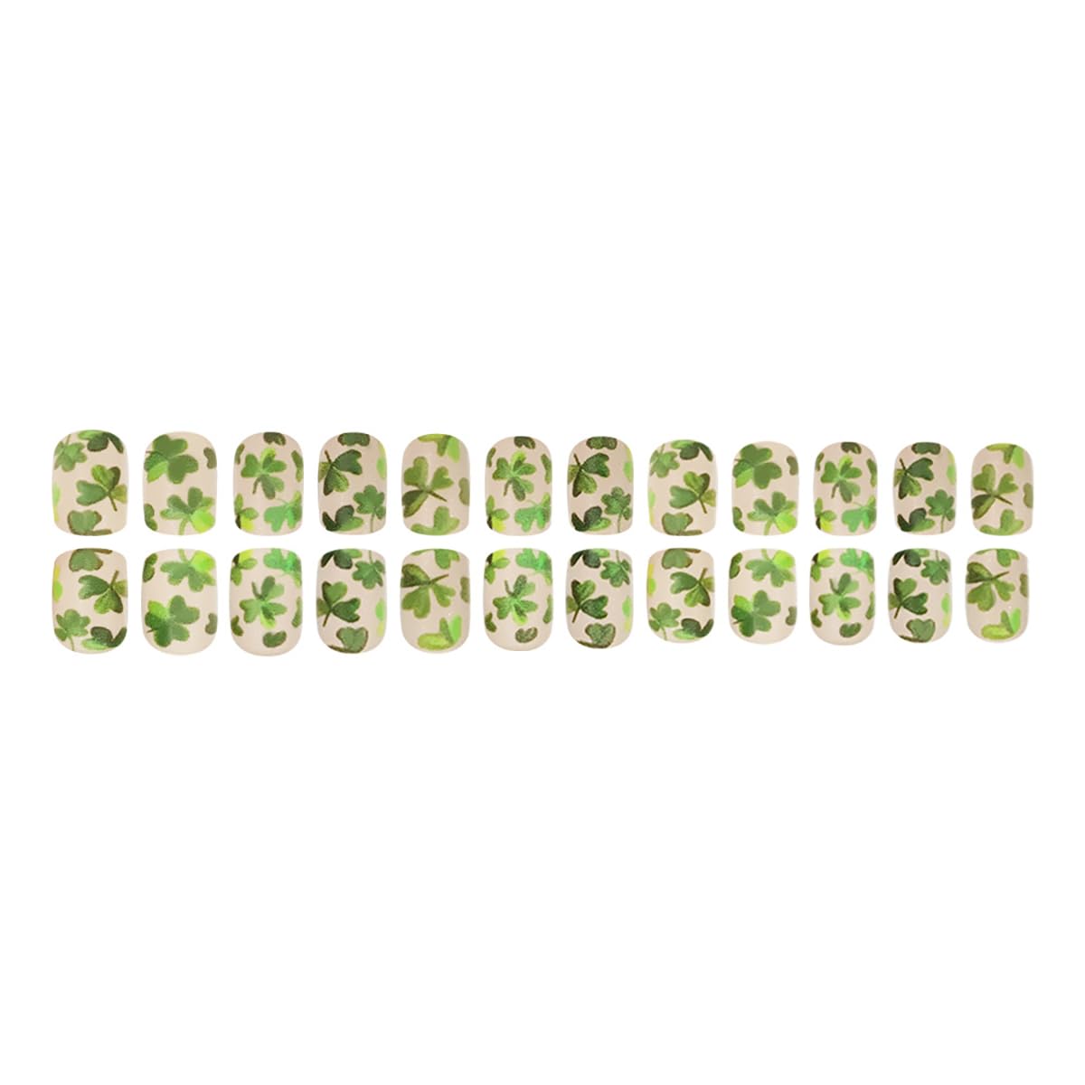 St. Patrick's Day Press on Nails Short Square Shamrocks Fake Nails with design Matte Shamrocks Acrylic Nails for Women DIY Manicure Tips Irish Saint Patricks Day Party Nail Decoration Supply 24Pcs