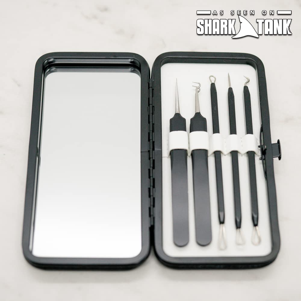 Pete & Pedro Acne & Blackhead Remover Skin Care Tool Set for Men & Women - 5 Piece Pimple Popper Kit + Mirror! | Removal of Whiteheads, Zits, Black Heads, Comedone Extractor | As Seen on Shark Tank