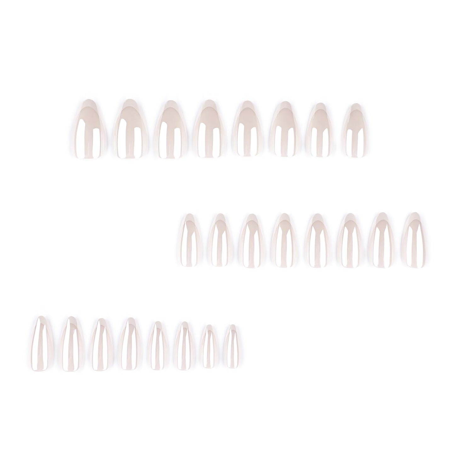Pearl White French Tip Press On Nails Almond Soft Gel Fake Nails, Glossy Milky White Elegant Glue On Nails, Reusable Minimalist False Nails for Women, Salon Quality 24PCS