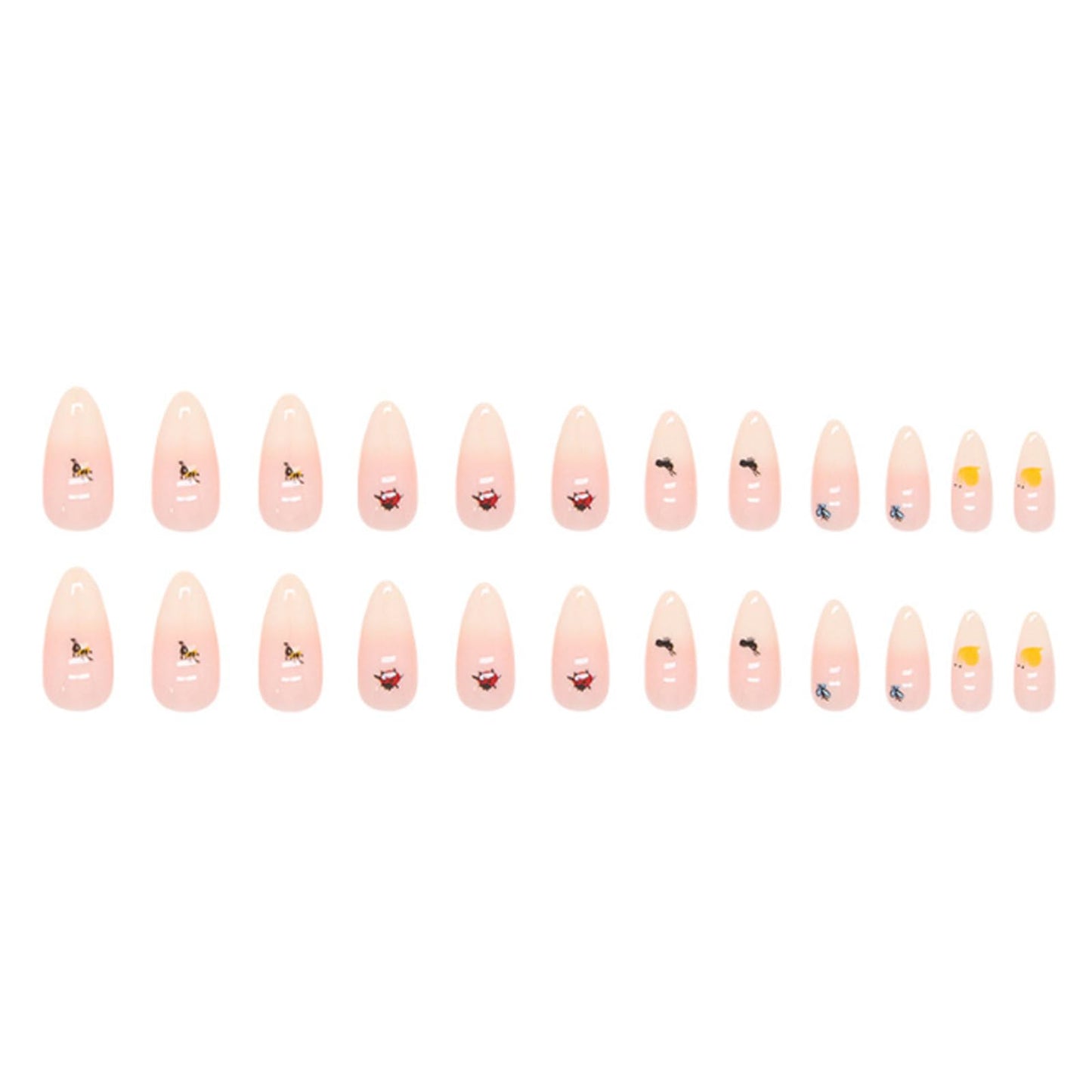 Hkanlre Press on Nails Medium Milky White Fake Nails Tips Full Cover Almond False Animals Nails for Women and Girls 24PCS