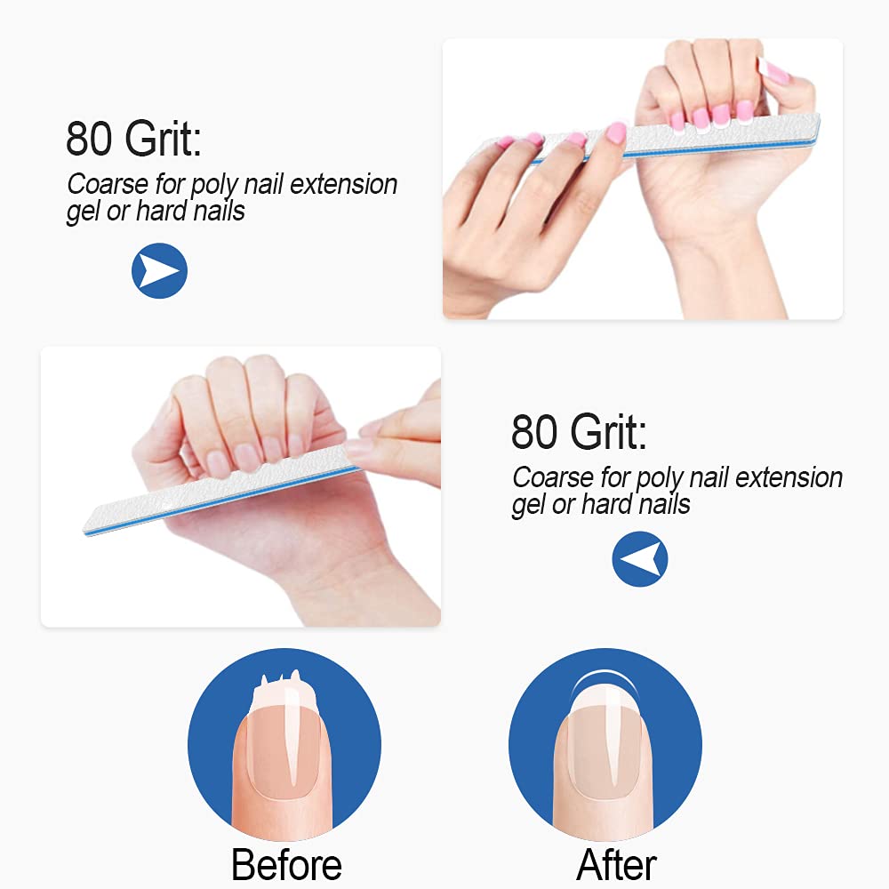 Nail Files 50pcs-Nail File 80/80 Grit for Acrylic Nails, Rough Nail Files Emery Boards for Artificial Nails, Fake Nails, Professional Double Sided Jumbo Zebra Nail File