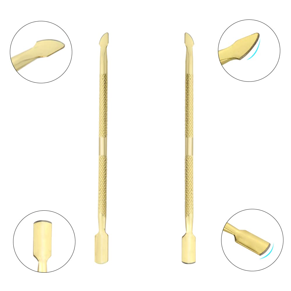XINMEIWEN 8Pieces Cuticle Trimmer Cuticle Nipper Cuticle Remover Cuticle Cutter with Cuticle Pusher Stainless Steel Cuticle Cutter Clipper Nail Tools for Fingernails and Toenails (Gold)