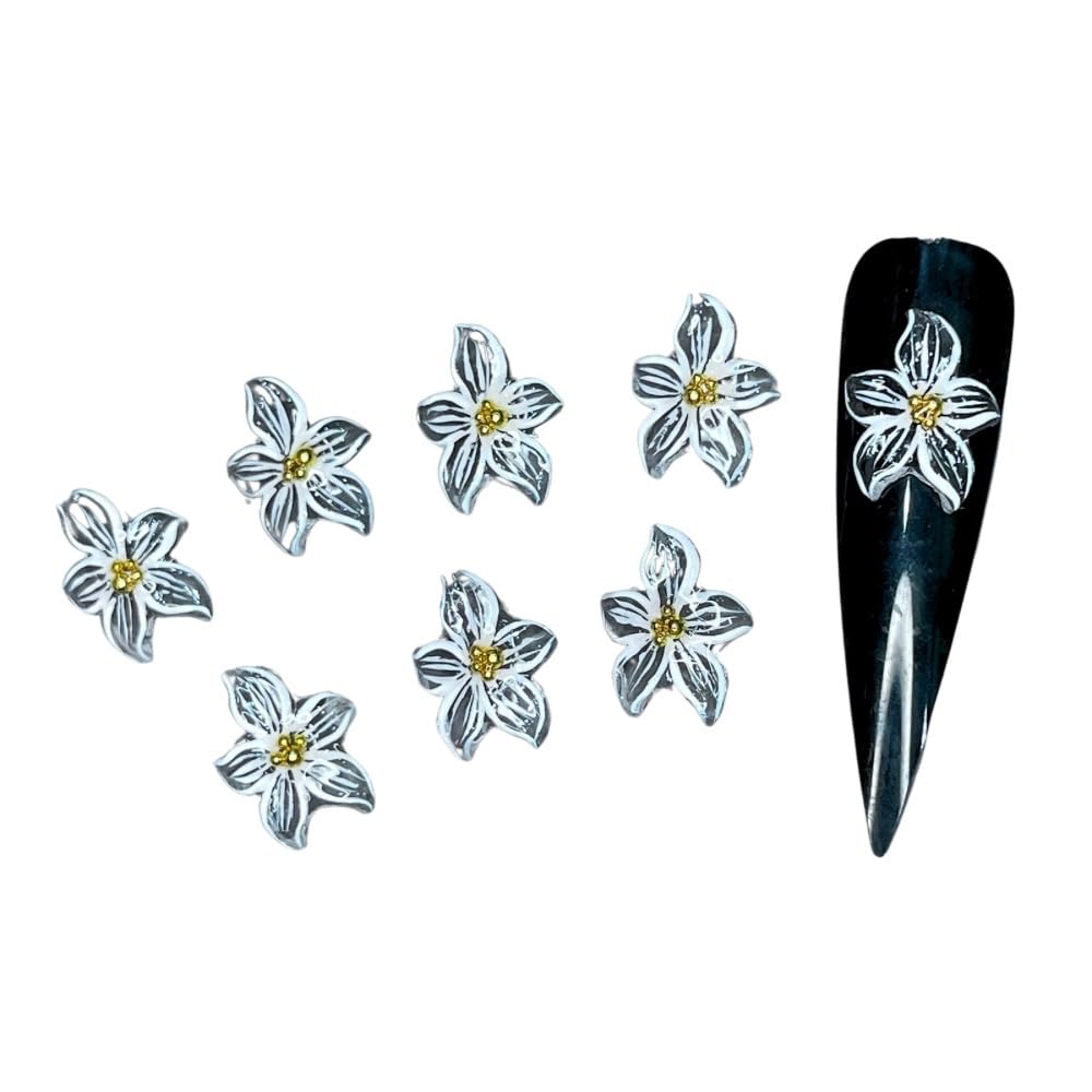Set 8Pcs Gel 3D Flowers Nails Charms Handmade by Gel, Design For Medium & Long Nail 3D Flower For Nail Art Floral Salon Decor For Women Girls (4 Petals Rose - Long)