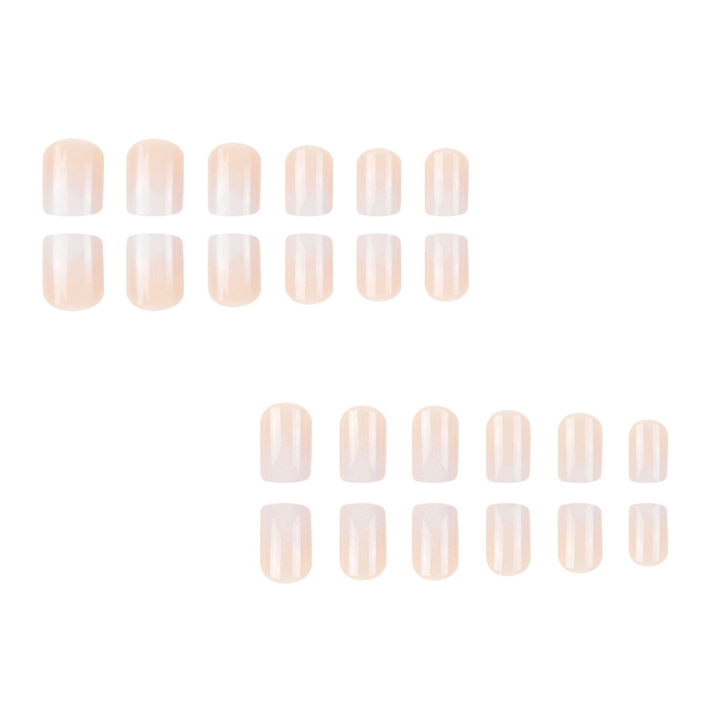 Square Short Press on Nails for Women 24Pcs White Ombre Glue on Nail Artificial Acrylic Manicure Set with Gradation Designs Nude Glossy False Nail Kit, Gift for Nails Lovers