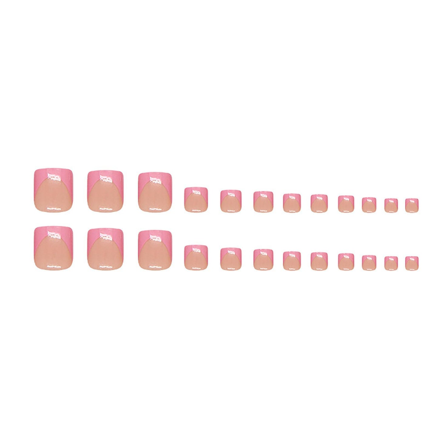RUOKEXIN Short Press on Toenails Pink French Tip Fake Toenails with Designs Square Toe Nail Press ons Sparkly Artificial Nails for Women 24Pcs