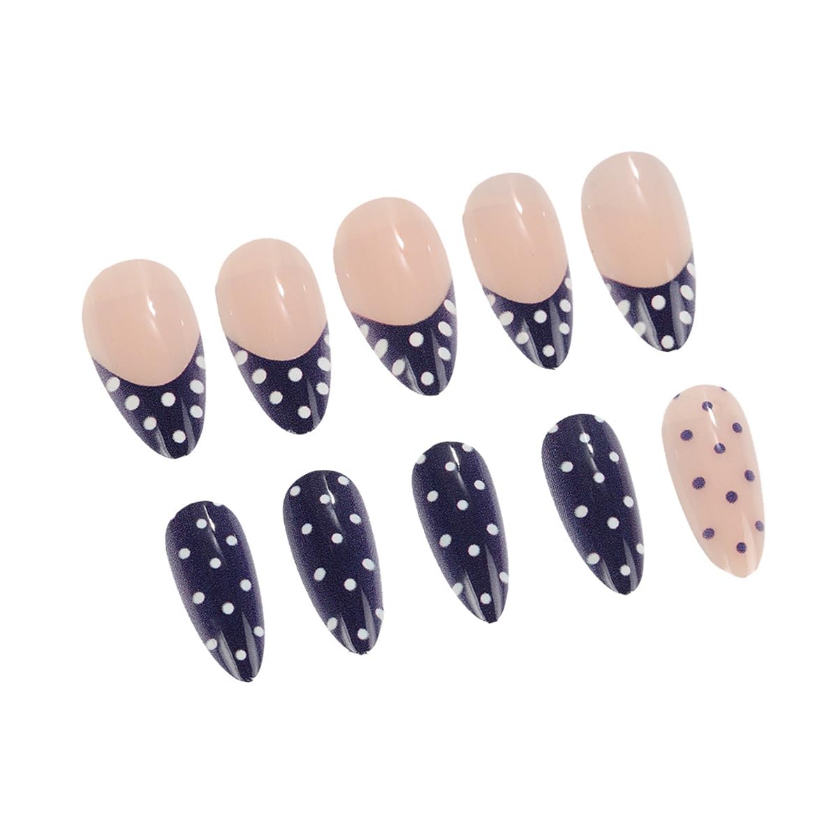 5D Flower Press on Nails Medium Almond Nails Press on with Gold Charm Design Glossy Nude Fake Nails Rhinestones Star Glue on Nail Reusable Marble Nail for Women Manicure 24Pcs