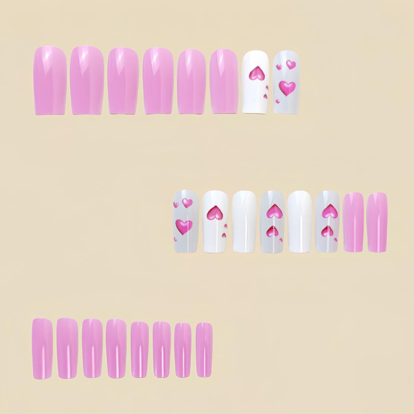 FIEONCIY Press on Nails Square Shaped Glossy Full Cover Acrylic Medium Length Square False Nails with Designs Artificial Short Coffin Fake Nails with Charms Glue ons Fingernails for Women Girls(Y481)