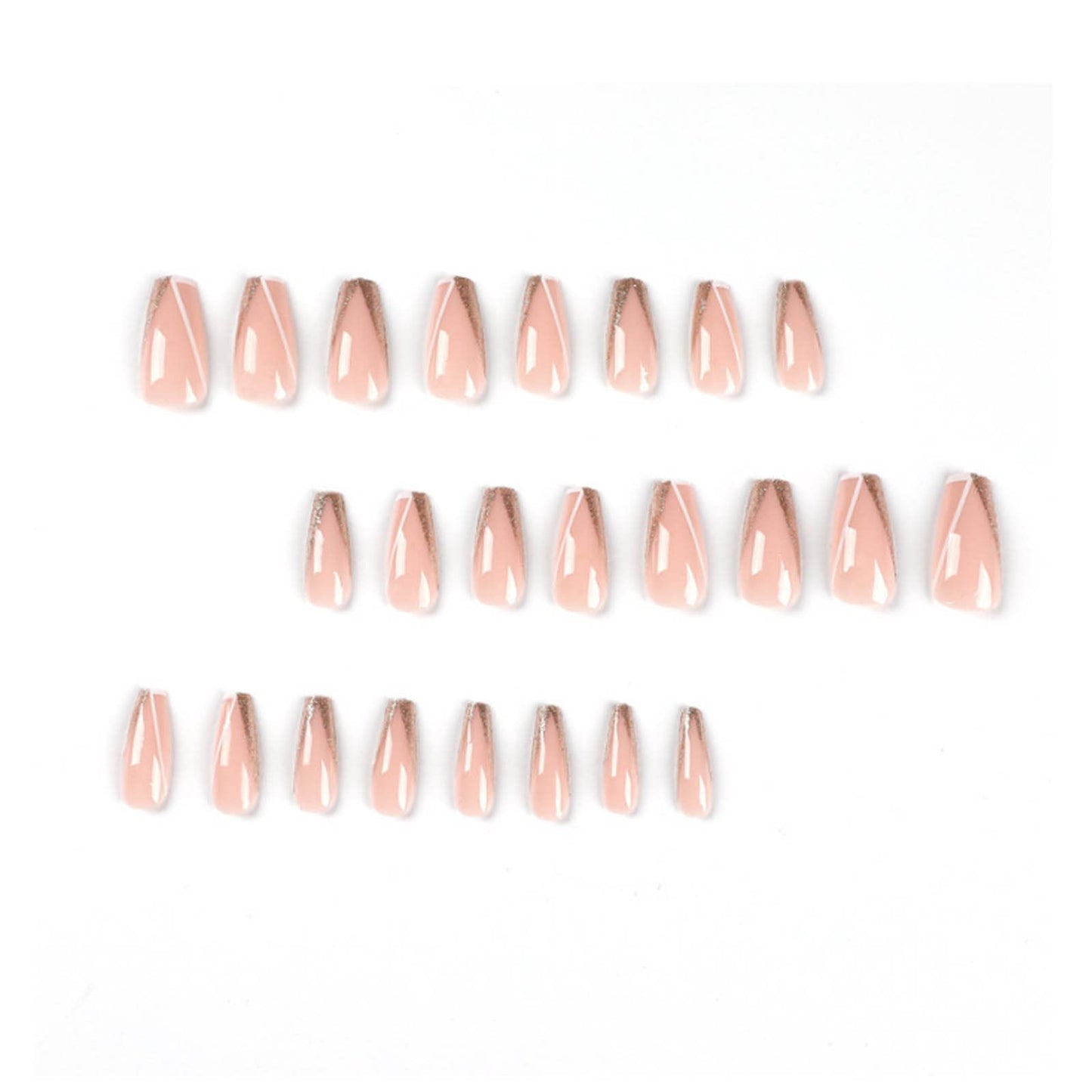 DANMANR Long Press on Nails Square French Fake Nails Full Cover Nude Acrylic False Nails for Women and Girls 24PCS (Bling Multicolor)