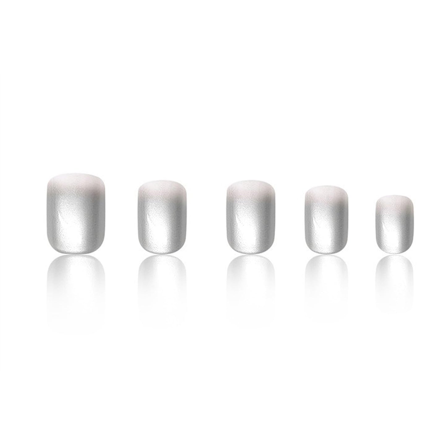 Chrome Press on Nails Short Square MABKJLF Fake Nails White Gradient False Nails with Designs Silver Mirror Full Cover Glossy Glue on Nails Acrylic Nails for Women Girls 24 Pcs