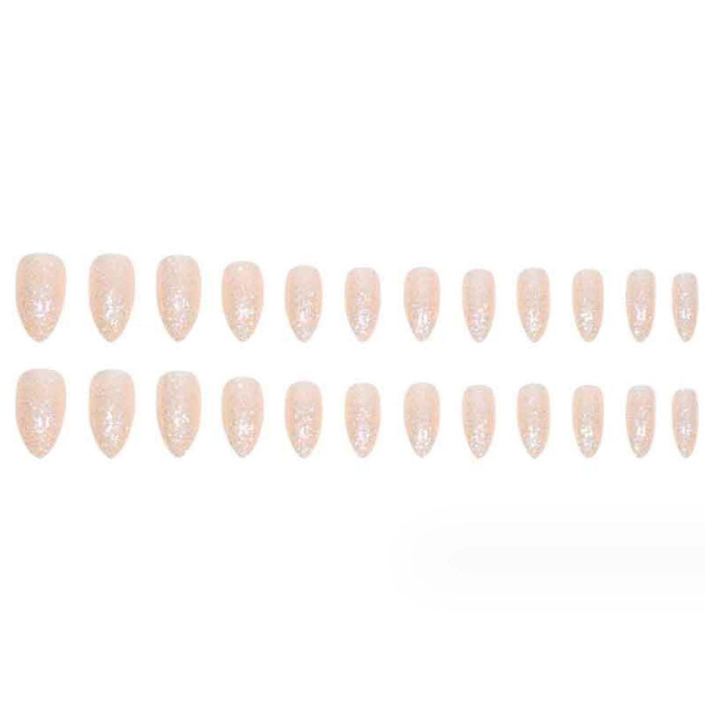 Gifiky Short False Nails Almond Press on Nails Bling Nails Tips Full Cover Ballerina Fake Nails for Women and Girls 24Pcs
