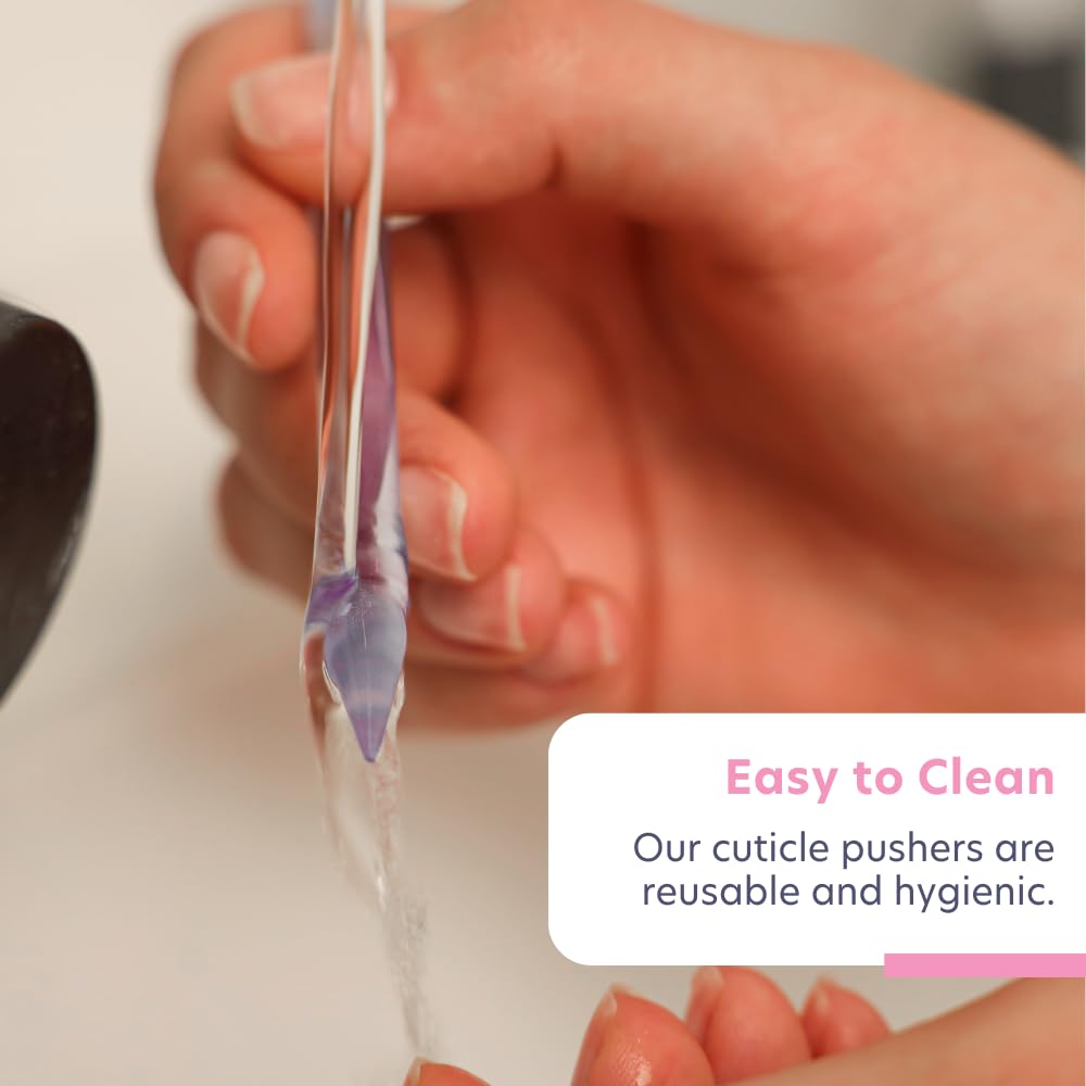 Bona Fide Beauty Glass Cuticle Pusher - High Grit Purple Dual Ended Nail Care Tool with Pointed and Slanted End. Manicure Tool for Women