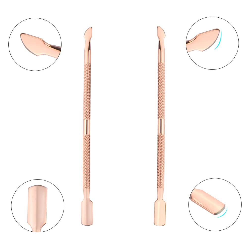 XINMEIWEN 8Pieces Cuticle Trimmer Cuticle Nipper Cuticle Remover Cuticle Cutter with Cuticle Pusher Stainless Steel Cuticle Cutter Clipper Nail Tools for Fingernails and Toenails (Rose Gold)