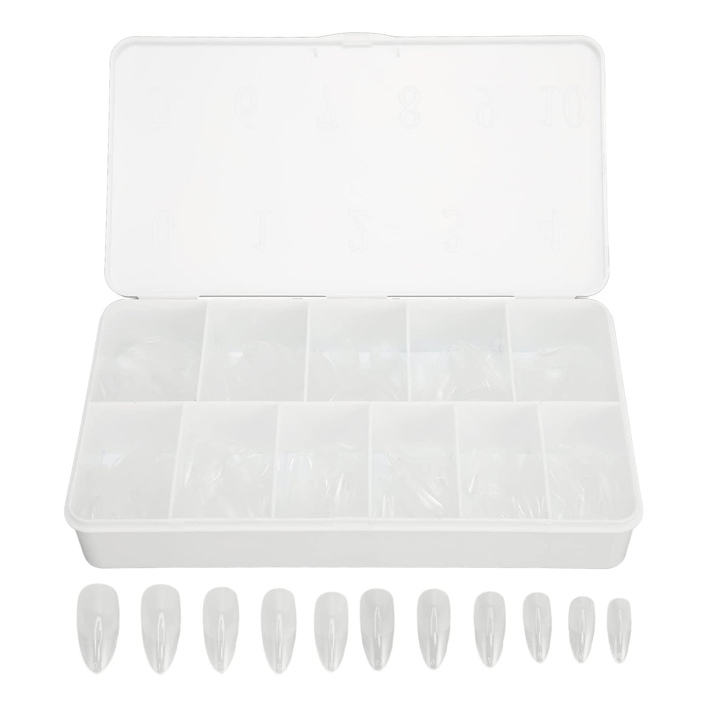 550 Tablets Long Clear Nails Ultra Thin Clear Stiletto Fake Nails Set, Long, Full Cover, Almond Shaped with Rhinestones Designs for Wedding, Dating, Party Acrylic Nail Tips Kit