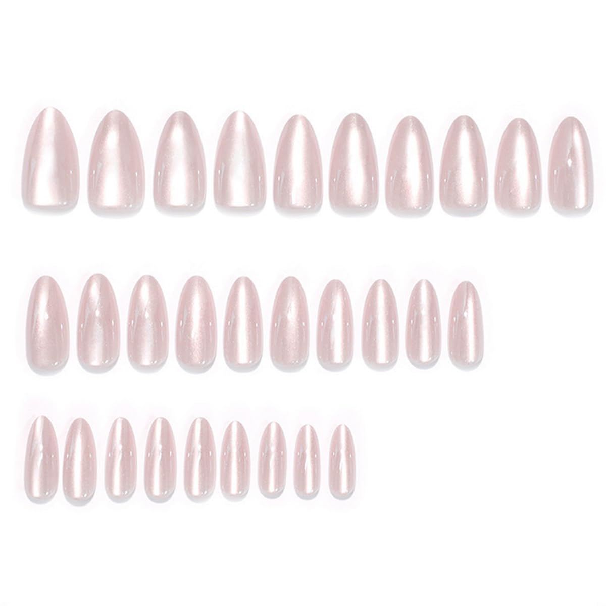Long Press on Nails Almond Fake Nails Glass Nails Press ons with Design,Reusable Artificial Nail Full Cover Glue on Nails for Women Manicure 24Pcs