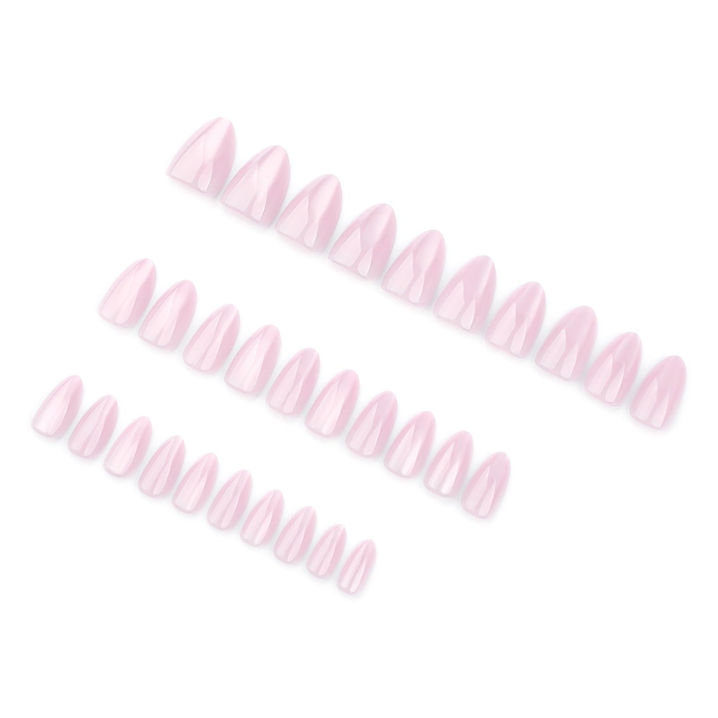 HOSAILY Baby Pink Cat Eye Press On Nails Short Almond, 24Pcs Glitter Nude Soft Pink Thick Cute Acrylic Nails Press Ons, Reusable Glossy Durable Sturdy Gel Fake Nails Full Cover Glue on Nails for Women