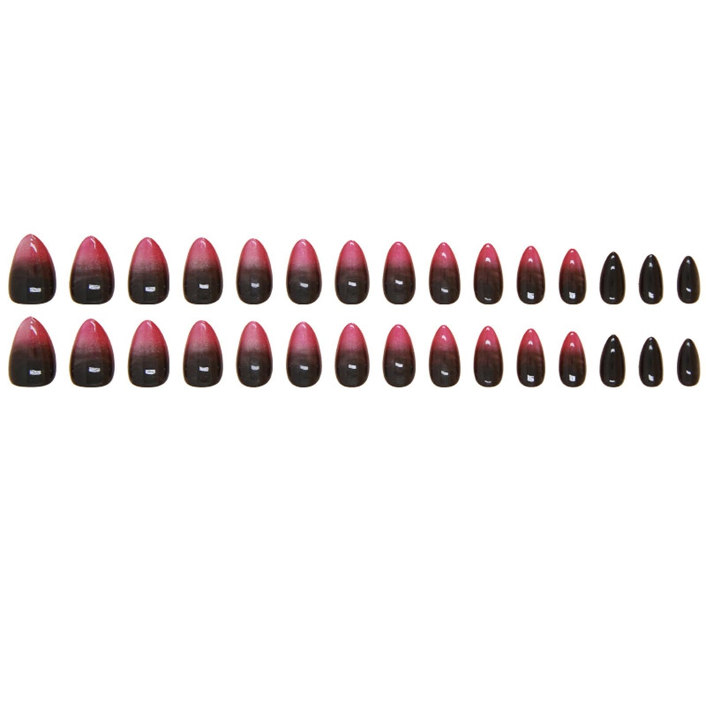 Red Press on Nails Almond Short Fake Nails with Designs Ombre Red Black False Nails Press ons Glossy Full Cover Acrylic Glue on Nails Cute Artificial Stick on Nail for Women Manicure 24Pcs