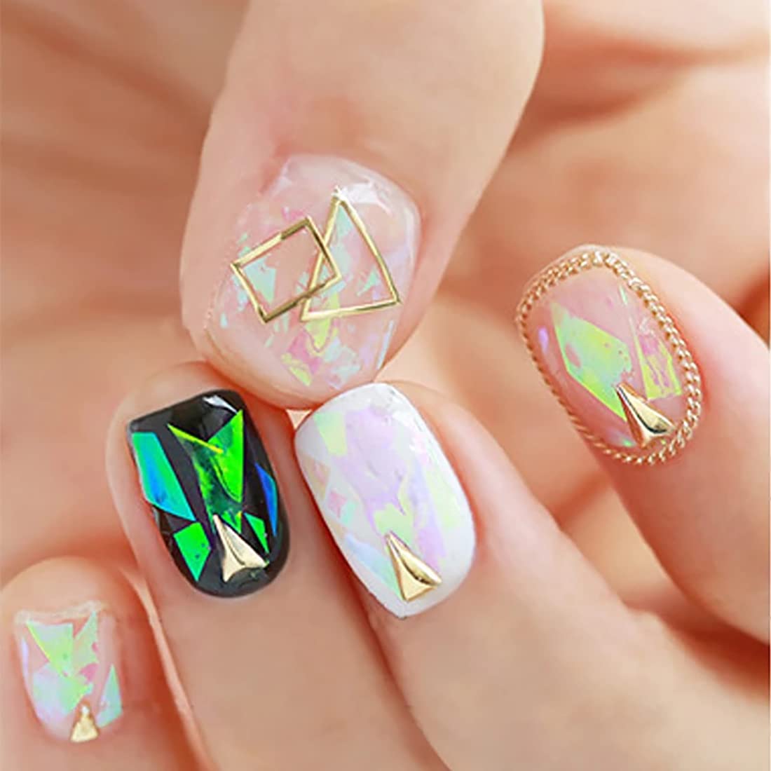 Holographic Nail Foil, 20 Rolls Iridescent Cellophane Nail Stickers Glass Paper Aurora Nail Foil Stickers Nail Decals Nail Accessories Nail Art Supplies (Don't Transfer)
